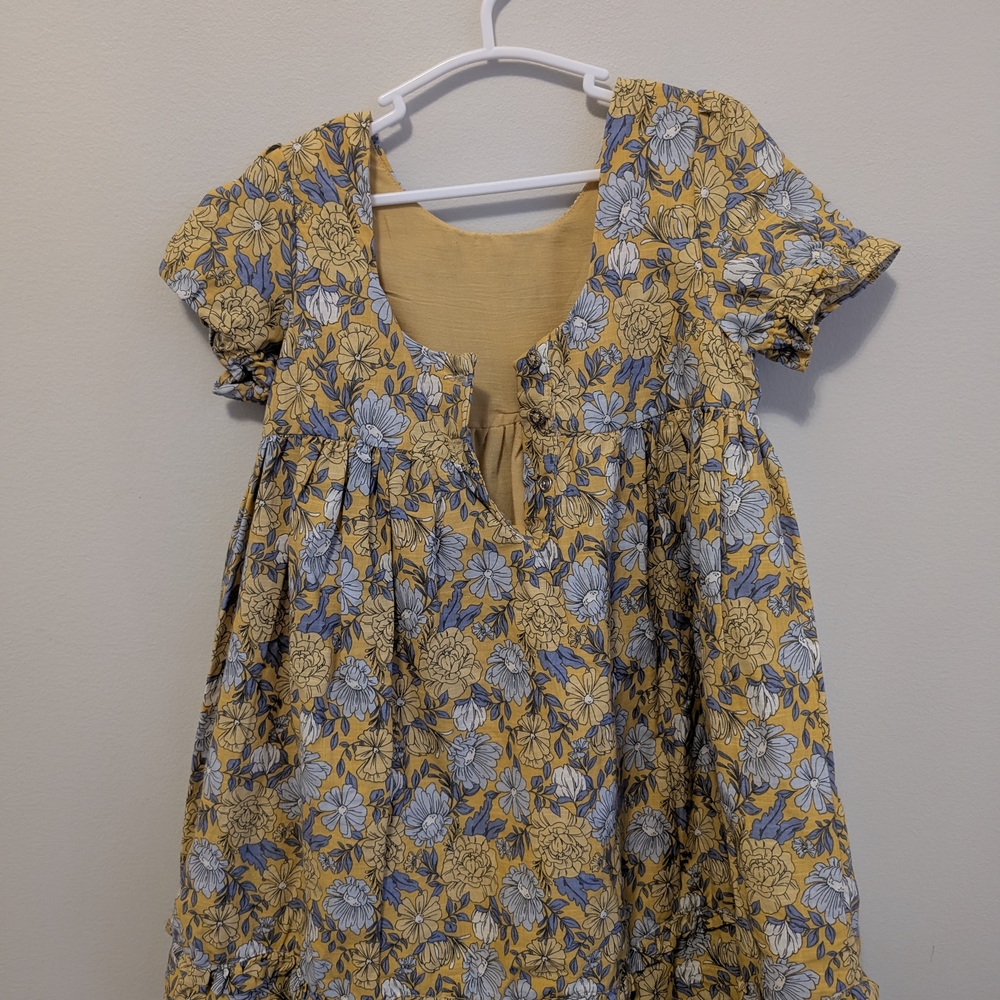 Floral Yellow and Blue Dress - Picture 2 of 2
